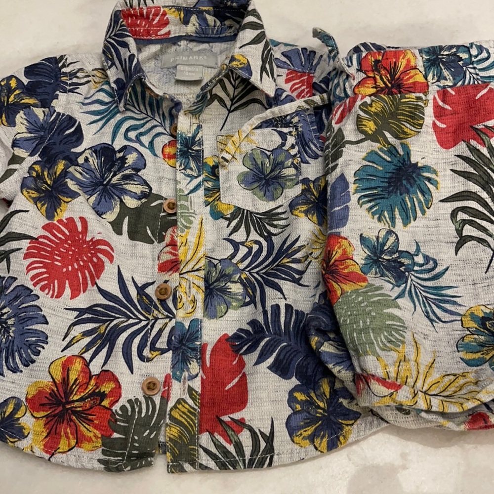 Hawaiian infant shirt and short set 6-9m